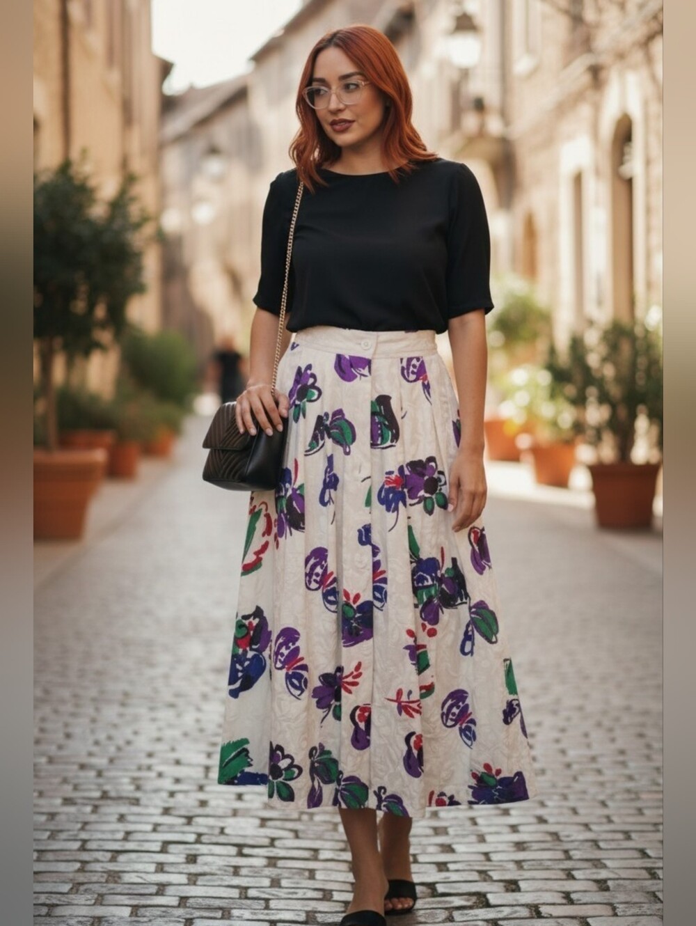 Chic Floral Pocket Skirt